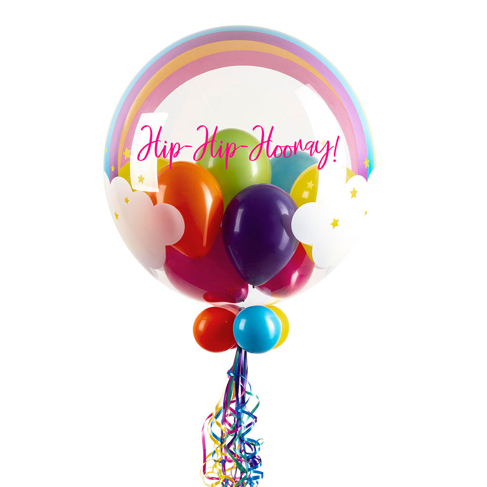 Personalised Bubble Balloon in a Box - Rainbow Clouds