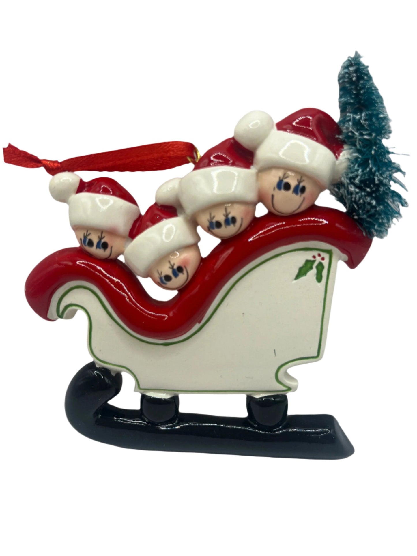 Family of 4 in a Sleigh Christmas Tree Ornament