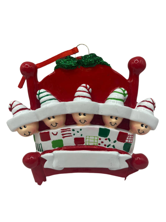 Christmas Bed Heads Family of 5 Personalised Tree Ornament