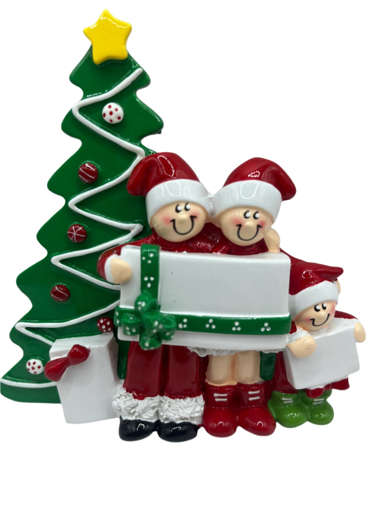 Christmas Family of 3 with Gifts & Tree Stand up Decoration