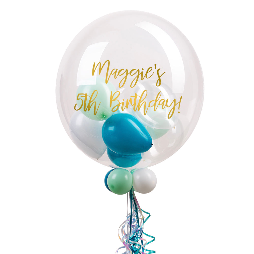 Personalised Bubble Balloon in a Box – Sea Foam