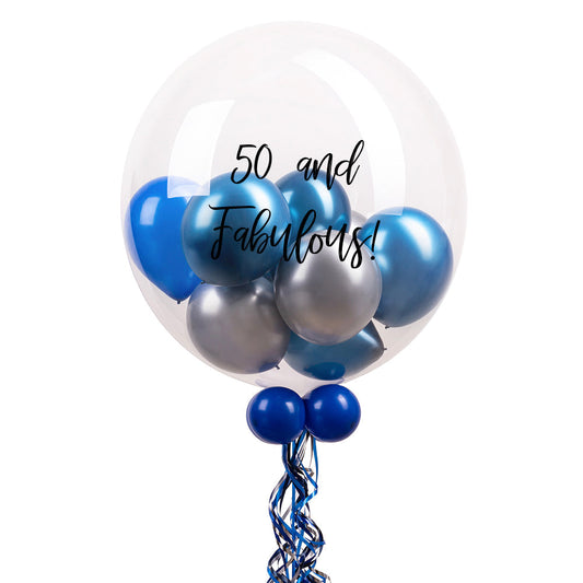 Personalised Bubble Balloon in a Box – Midnight Blue