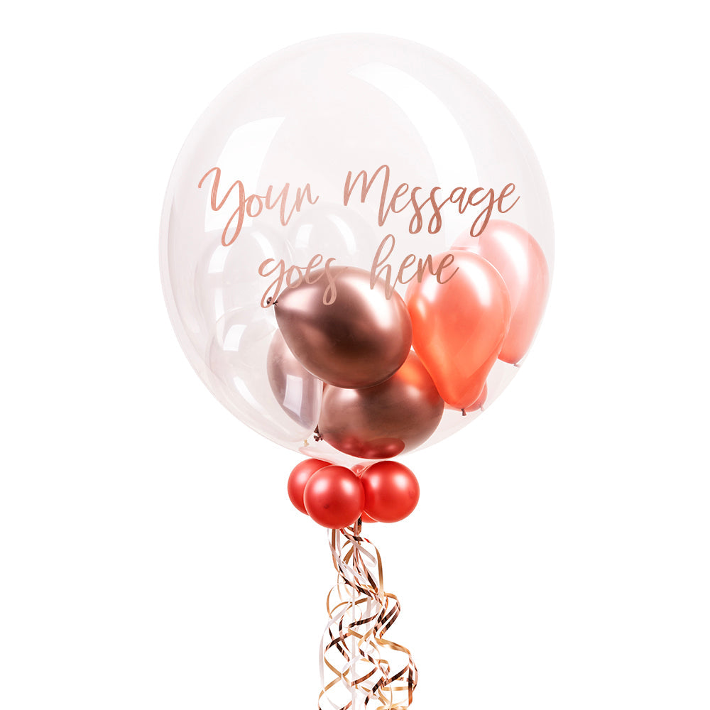 Personalised Bubble Balloon in a Box – Rose Gold