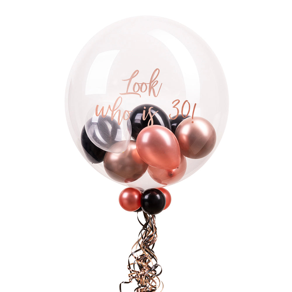 Personalised Bubble Balloon in a Box – Rose Gold Chic