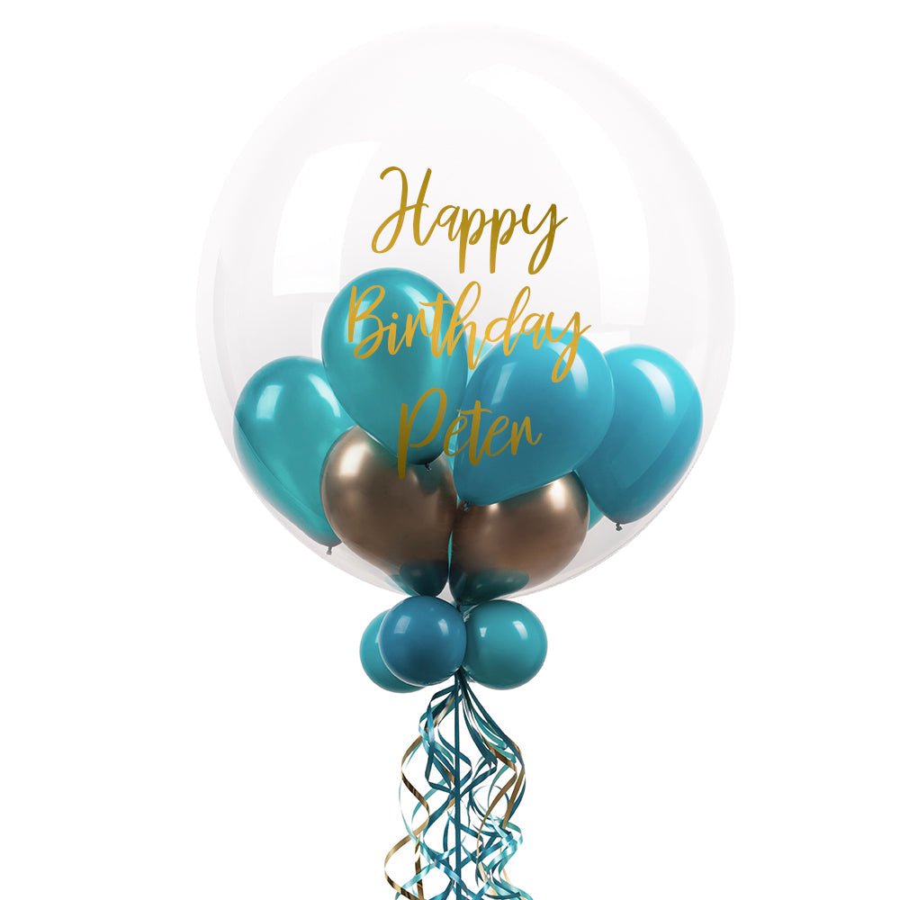 Personalised Bubble Balloon in a Box – Aquamarine