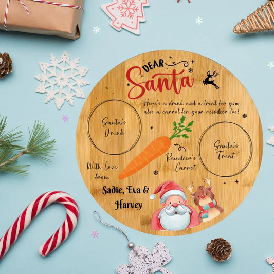 Personalised Treats For Santa Wooden Board Christmas Eve Treat Plate Monster Parties