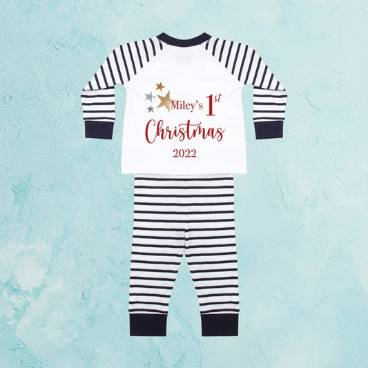 Personalised 1st Christmas Baby Boys Pyjamas Monster Parties