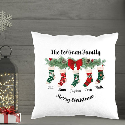 Personalised Christmas Socks Cushion for 3, 4, 5 or 6 names Family of 5 Socks Monster Parties