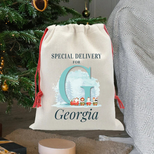 Personalised Santa Christmas Train Santa Sack Monster Parties