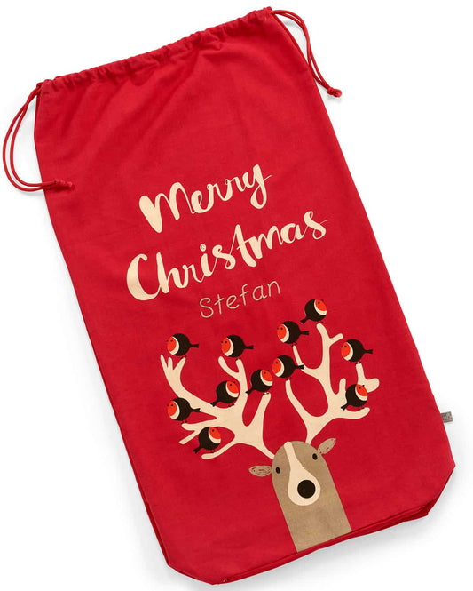 Merry Christmas Robins Gift Sack - SALE