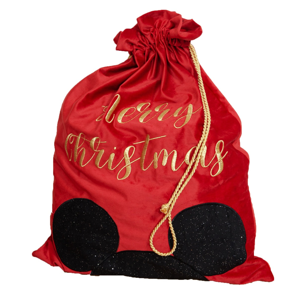 Disney Mickey Mouse Luxury Red Velvet Christmas Gift Sack - Personalised