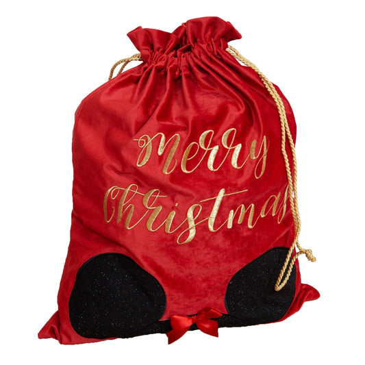 Disney Minnie Mouse Luxury Red Velvet Christmas Gift Sack - Personalised