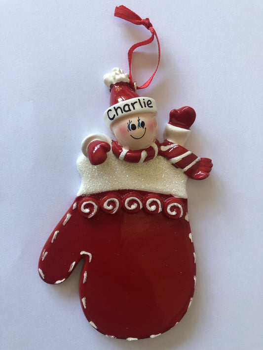 Christmas Mitten Personalised Tree Ornament